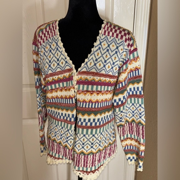 Peruvian Connection Sweaters - Vintage Art knit Peruvian Connection Cardigan Small pima cotton